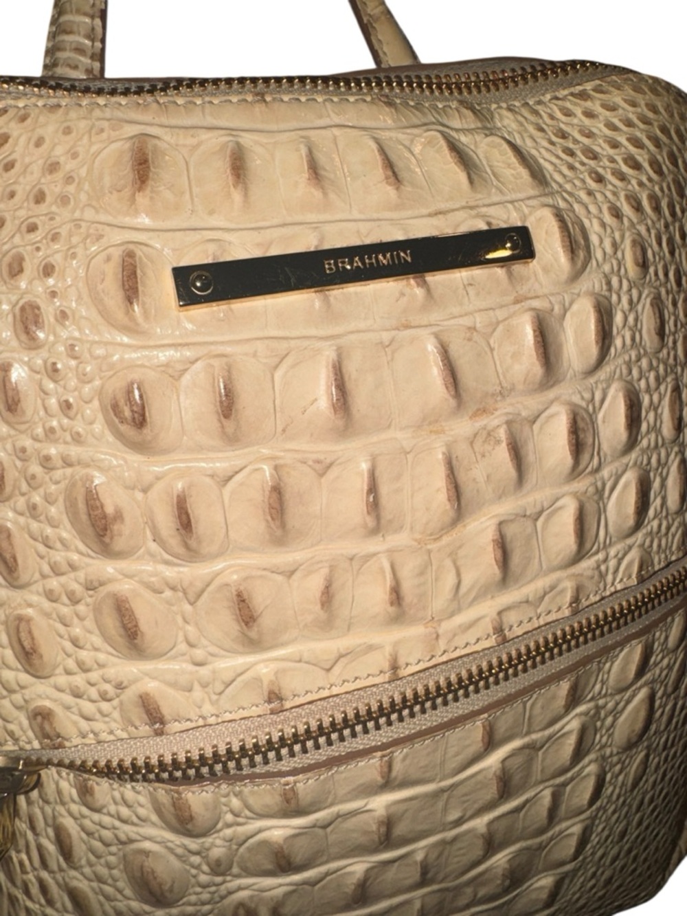 Brahmin Cream Croc-Embossed Leather Backpack with Gold Hardware - Picture 2 of 10